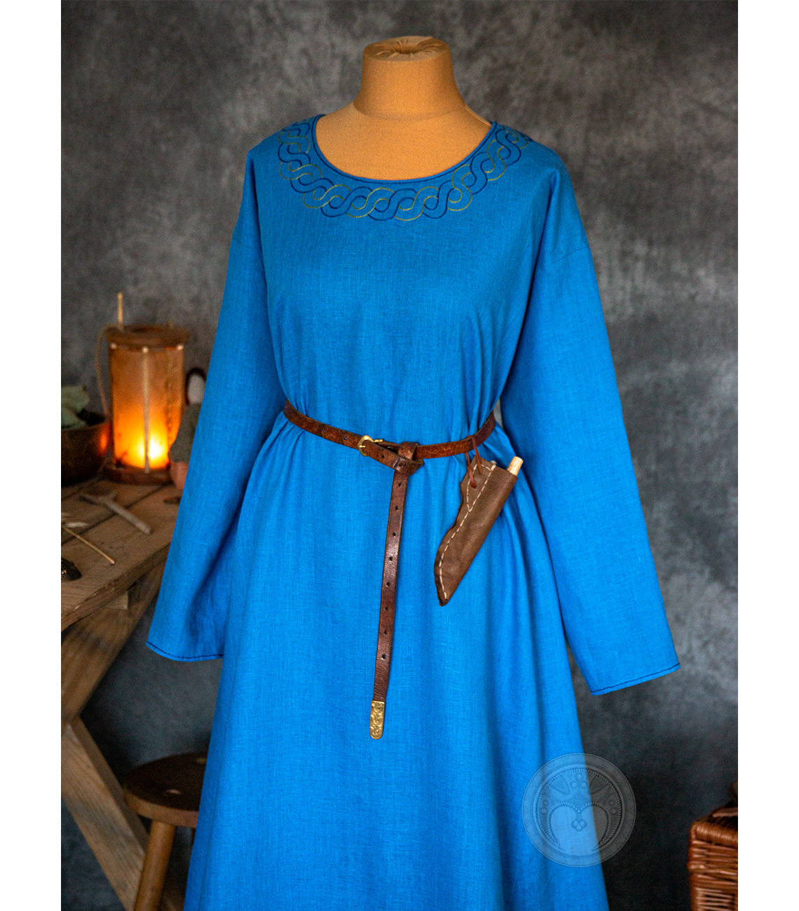 Linen underdress with handmade embroidery